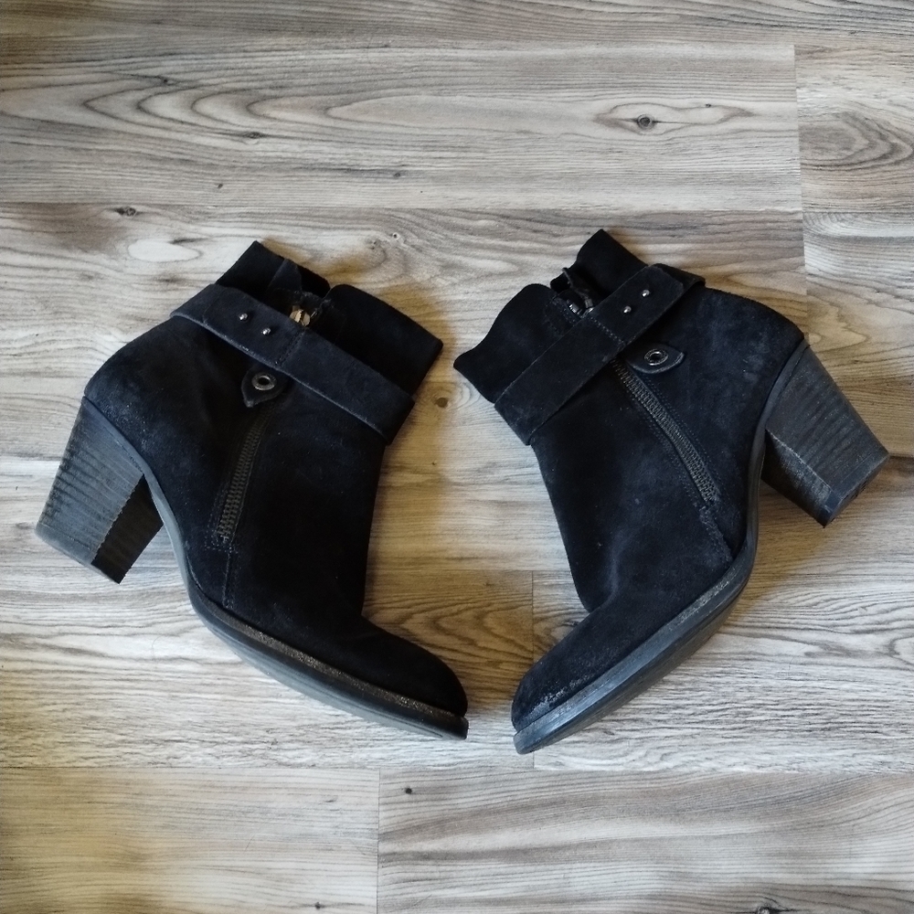 Paul Green Dallas Black Suede Booties Ankle Boots Size 3.5 US 6